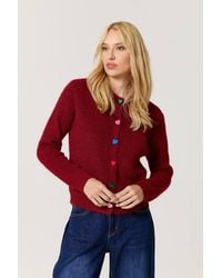 Liquorish - Heart Button Wool Cardigan - Lyst