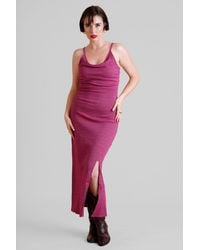 Enorsia - Cowl Neck Lurex Jersey Midi Dress - Lyst