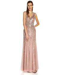 Adrianna Papell - Beaded Gown With Godets - Lyst