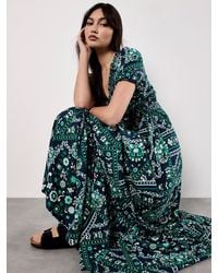 Apricot - Scarf Print Smocked Maxi Dress - Lyst