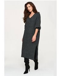 Love Lace - Knitted Long Sleeve Jumper Dress With Side Slit - Lyst