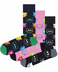 Happy Socks - Novelty Cat Pattern Soft Breathable Cotton Socks In A Gift Box - Lyst