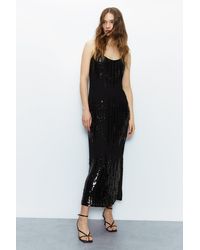 Warehouse - Stripe Sequin Midi Slip Dress - Lyst