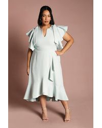 Coast - Plus Crepe Ruffle Wrap Midi Dress - Lyst