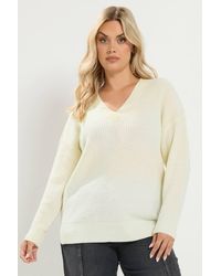 Yours - V-Neck Knitted Jumper - Lyst