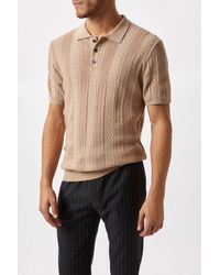 Burton - Brown Cable Knitted Polo Shirt - Lyst