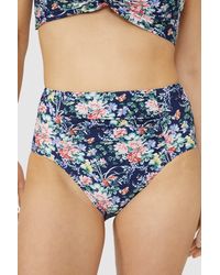 DEBENHAMS - Navy Floral High Waist Bikini Bottom - Lyst