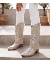 Love Lace - Comfortable Pointed Toe Faux Leather Western Boots - Lyst