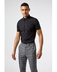 Burton - Black Slim Fit Short Sleeved Easy Iron Shirt - Lyst