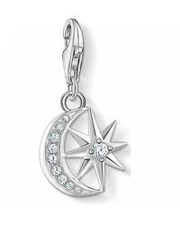 THOMAS SABO Jewellery - Zirconia Star & Moon Charm Sterling Silver Charm - 1794-051-14 - Lyst