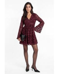 Lovedrobe - Floral Burnout Lace Detail Long Sleeve Mini Dress - Lyst