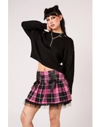 Hell Bunny - Quinzel Tartan Lace Up Eyelet Ribbon Tulle Trim Mini Skirt - Lyst
