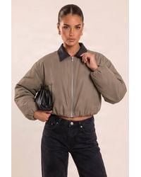 Rebellious Fashion - Ashira Contrast Collar Cropped Puffer Jacket - Lyst