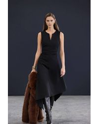 WOVCOR - Sleeveless V Neck Asymmetric Hem Midi Dress - Lyst