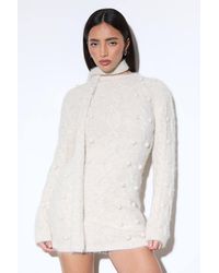 MissPap - Brushed Cable Bobble Scarf Detail Knitted Mini Dress - Lyst