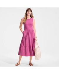 Lands' End - Sleeveless Cotton Slub Jersey Tiered Midi Dress - Lyst