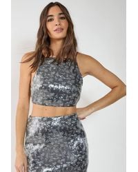 Nasty Gal - Floral Sequin Strappy Crop Top Co-Ord - Lyst