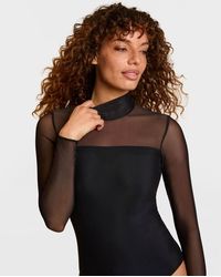 Commando - Chic Mesh With Cover Long Sleeve Mockneck Bodysuit - Lyst