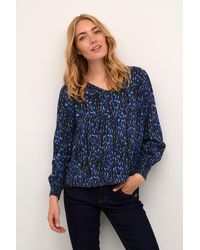 Cream - Tiah Printed V-neck Casual Fit Blouse - Lyst