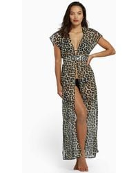 Wolf & Whistle - Leopard Print Maxi Beach Cover Up Dress - Lyst