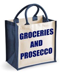 60 SECOND MAKEOVER - Medium Jute Bag Groceries And Prosecco Navy Blue Bag - Lyst