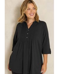 Evans - Cotton Pintuck Henley Top - Lyst