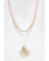 Boohoo - Statement Sea Shell Layered Necklace - Lyst