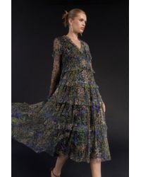 Coast - Julie Kuyath Jewel Print Mesh Midi Dress - Lyst