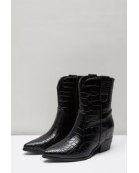 Wallis - Alexis Croc Detail Western Boots - Lyst