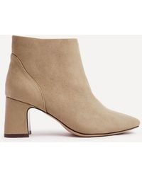 Linzi - Cove Mocha Faux Suede Soft Square Toe Block Heel Ankle Boot - Lyst