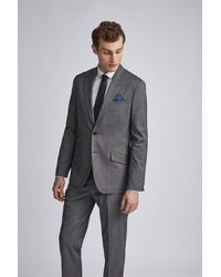 Burton - Tailored Fit Charcoal End On End Weave Suit Jacket - Lyst