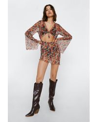 Nasty Gal - Faux Croc Knee High Western Boots - Lyst
