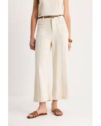 Bianco Lucci - High Waist Wide Leg Ankle-Length Pants With Belt - Lyst
