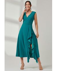 Jolie Moi - Wrap Front Frill Detail Maxi Dress - Lyst