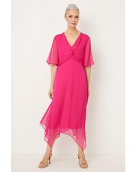 Wallis - Pink Twist Front Hanky Hem Dress - Lyst