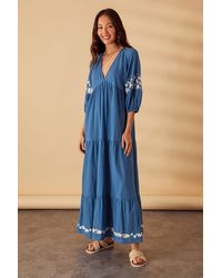 Accessorize - Maxi Floral Embroidered Dress - Lyst