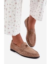 Love Lace - Office Faux Suede Loafers With Pleats - Lyst