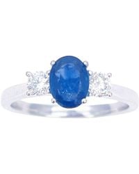 Raina Jewels - 18Ct Oval Sapphire & Round Diamond Trilogy Ring 1.00Ct - Lyst