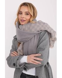 Love Lace - Geometric Viscose Wool Scarf Shawl With Delicate Fringe - Lyst