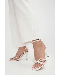 MissPap - Faux Leather Barely There Bow Medium Stiletto Heel Sandals - Lyst
