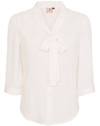 Banned Retro - Perfect Pussybow Blouse-Offwhite - Lyst