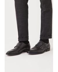 Burton - Leather Smart Black Brogue Monk Shoes - Lyst