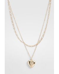 Boohoo - Statement Heart Layered Necklace - Lyst