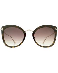 Tom Ford - Cat Eye Havana Gold Brown Gradient Sunglasses - Lyst