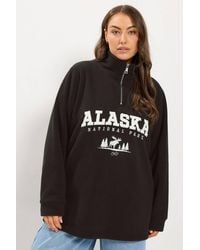 Yours - 'Alaska' Slogan Half Zip Fleece - Lyst