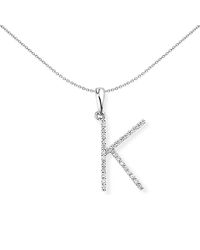 Jewelco London - 18ct White Gold Diamond Initial Charm Pendant Letter K 9x20mm - Innr027-k - Lyst