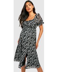 Boohoo - Maternity Floral Square Neck Skater Dress - Lyst