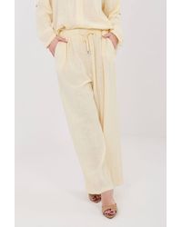 Love Lace - High Waisted Wide Leg Cotton Trousers With Tie - Lyst