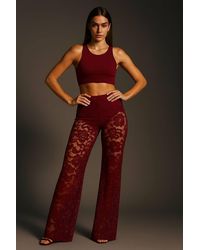 Stylewise - Lace Detail High Waist Flared Trousers - Lyst