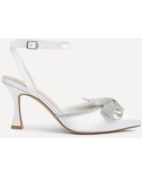 Linzi - Angela Bridal Ivory Satin Bow Heels - Lyst
